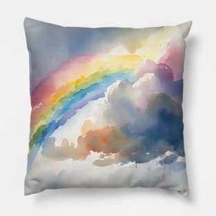 Rainbows and clouds - Watercolour - 01 Pillow