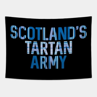 Scotland's Tartan Army, Scottish Saltire Flag Tartan, Scottish Football Slogan Design Tapestry