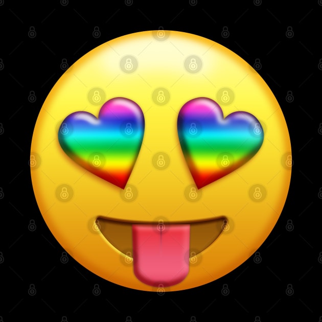 Smiling Face with Rainbow Heart-Eyes Tongue Out Gay Emoji | Pop Art by williamcuccio