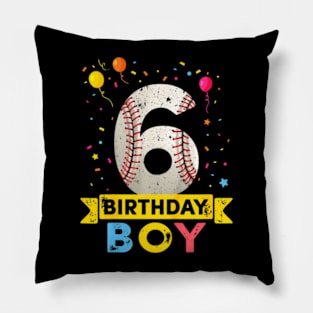 Kids 6 Year Old Baseball 6Th Birthday Boy Pillow