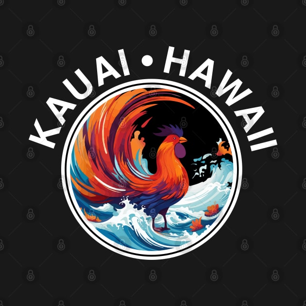 Kauai Hawaii - Rooster (with White Lettering) by VelvetRoom