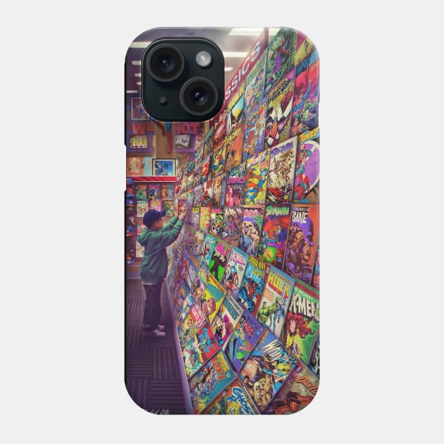 The Comic Book Store Phone Case by Rachid Lotf