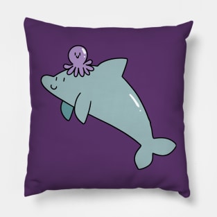 Dolphin with Purple Octopus Pillow