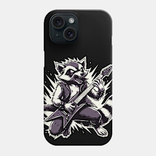 Raccoon Playing Electric Guitar - Rocknroll Raccoon Phone Case