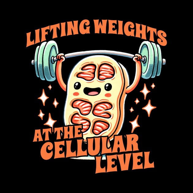 Lifting weights at the Cellular Level Biology Student Design by DoodleDashDesigns