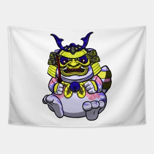 Samurai Cute Fat Cat Tapestry