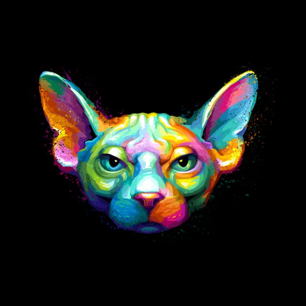 Sphynx Cat Colorful Portrait by stonemask