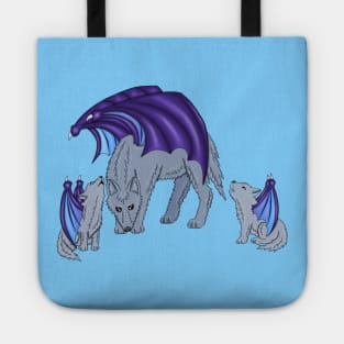Wolf and cubs with wings Tote