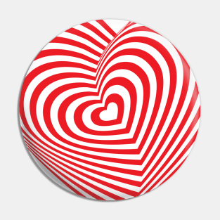 Red heart - Optical illusion of 3D Pin