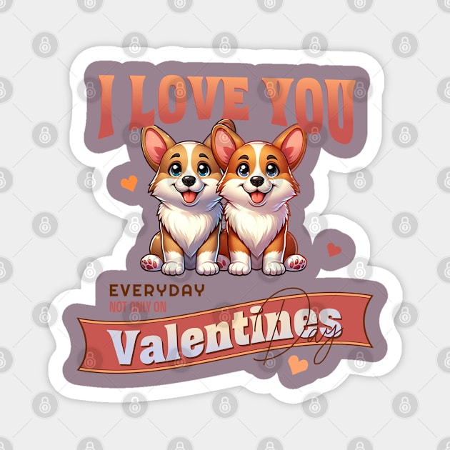 Valentines Love with Corgi's Magnet by CloudEagleson