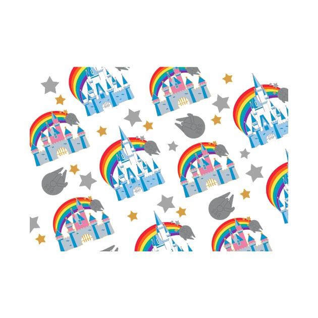 Rainbow Castles Pattern - white by creationsbym