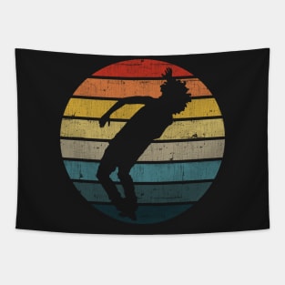 Breakdance Dancer Silhouette On A Distressed Retro Sunset product Tapestry