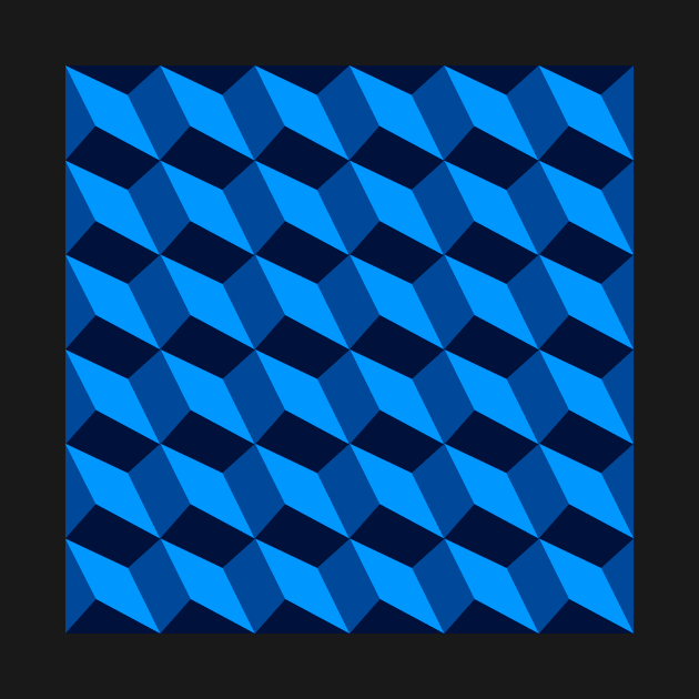 3d Cube Pattern Blue Platonic Solids by oknoki