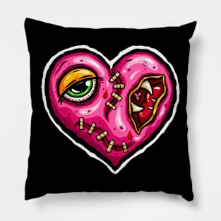 Zombie Heart Stitched Plaster Pink Valentines Day Pillow