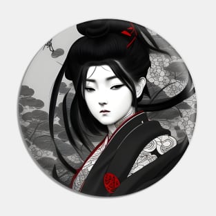 Beaux Animes Art, Ukiyo-e Japanese Anime Girl with traditional uniform  Illustration Design Pin