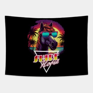 Retro Wave Shire Horse Vibes Tapestry