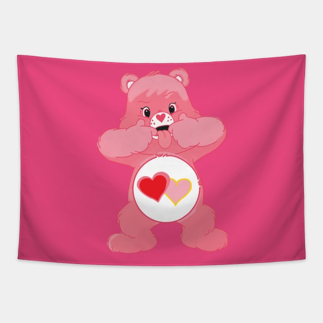 Love - a - lot bear sticking tongue out Tapestry by tailspalette