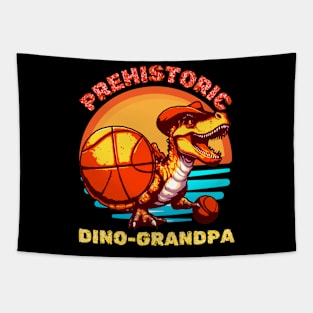 Vintage Funny Prehistoric Dino-Grandfather Comboy Dinosaur Basketball Tapestry