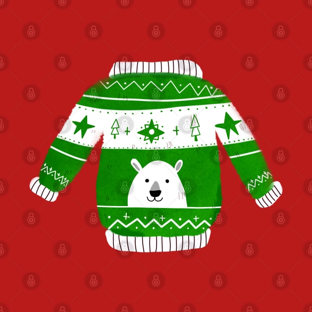 Cute Ugly Christmas Sweater Bear by bruxamagica