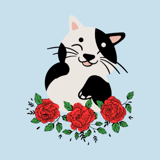 Happy Cat With Flowers T-Shirt