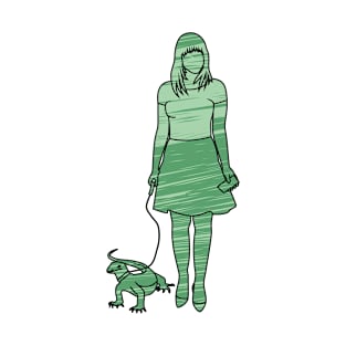 Silhouette Of Pet Loving Woman With Lizard T-Shirt