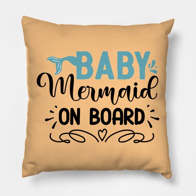 Baby mermaid on board Pillow by Oosters