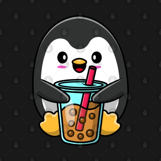 Cute Penguin Loves Bubble tea by Artist usha