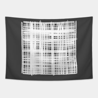 "Infinite Intersections" - White and Gray Grey Line Art Grid Art Lineart Abstract Lines Grid Pattern Artwork Tapestry