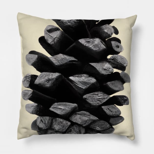 Black Pinecone Pillow by maxcode