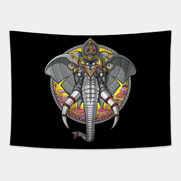 Psychedelic Ganesha Tapestry by underheaven