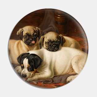 Dinner, Two Pugs And A Terrier by Horatio Henry Couldery Pin