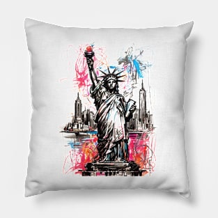 Scribbled Liberty: NYC Skyline Edition Pillow