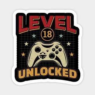 18th Birthday Level 18 Unlocked Video Gamer Magnet