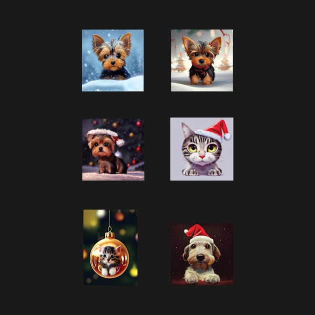 Christmas Kittens and Puppies Stickers Pack by Geminiartstudio