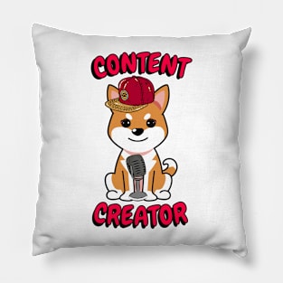 Cute orange dog is a content creator Pillow