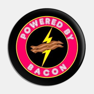 Powered By Bacon Lightning Bolt Pink Emblem Pin