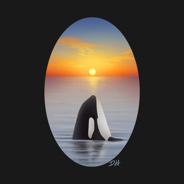 Orca Whale Spyhop at Sunset by DahlisCrafter