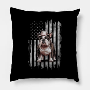 Patriotic American Bulldog Salute- Usa Pride Pillow