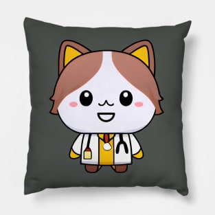 Kawaii Cat Doctor, Cute, Fun and on Call 24/7 Pillow