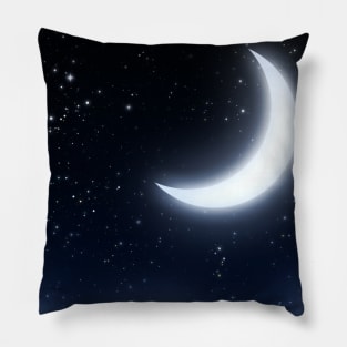 Crescent Moon in the starry sky Pillow