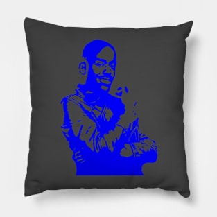 Ncuti portrait police box blue Pillow