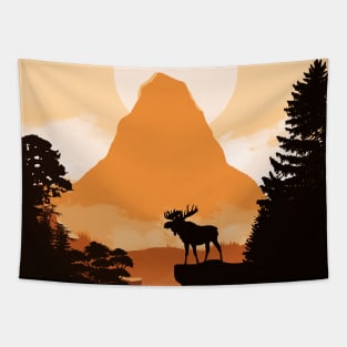 Moose at sunset Tapestry