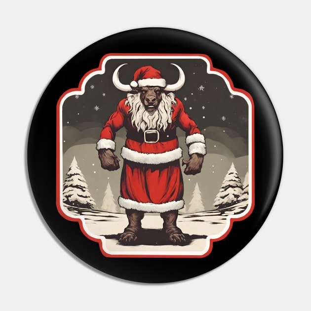 Minotaur Santa Claus Pin by Ilustradamus