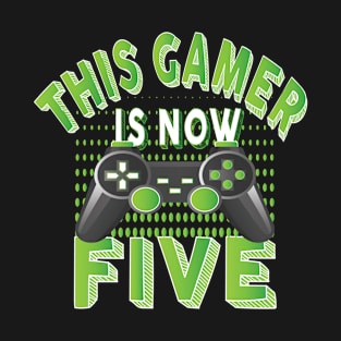 This Gamer Is Now Five Years Old Boy Video Game Lover Party product T-Shirt