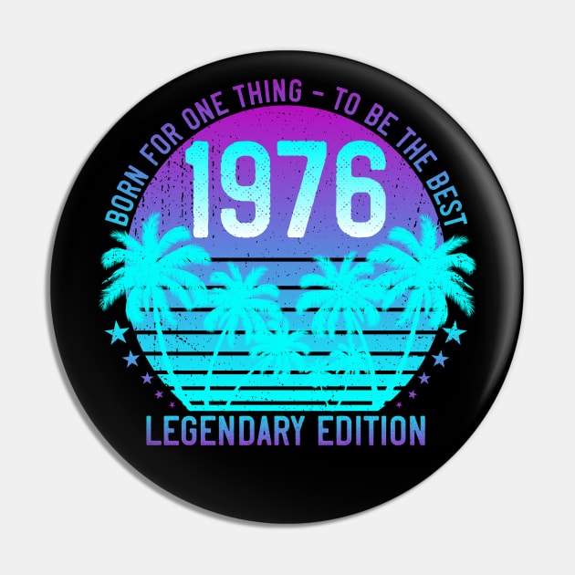 45th Birthday Vaporwave Aesthetic Vintage 1976 Sunset Palm Pin by ZNOVANNA