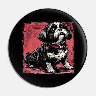 Retro Art Shih Tzu Dog Lover Pin