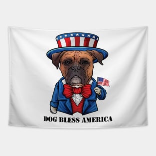 Boxer Dog Bless America Tapestry