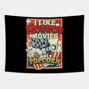 I Like Horror Movies & Popcorn Vintage Graphic Tapestry