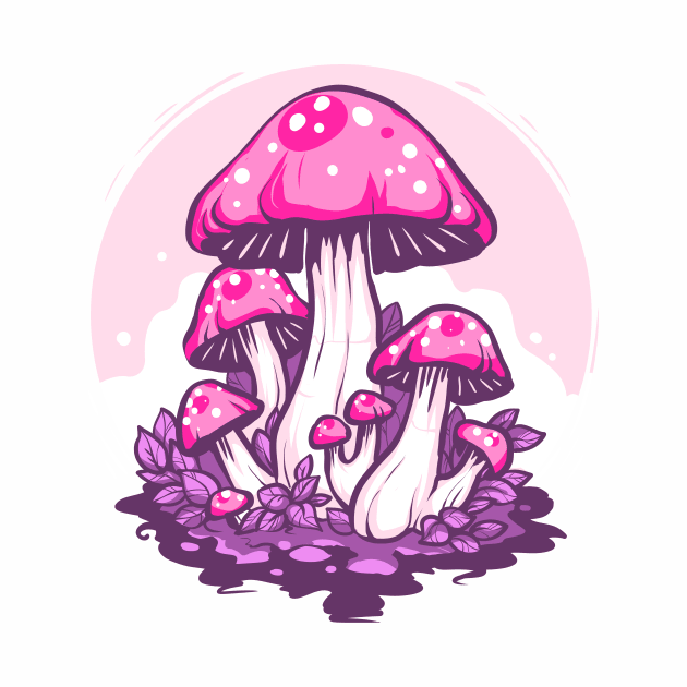 Pink Amanita Mushroom by Lorn Tees