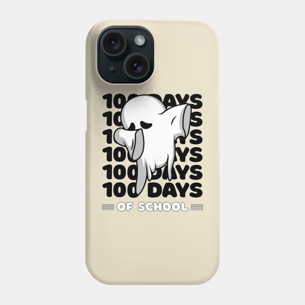 100 Days of school typography featuring a Cute Dabbing ghost #3 Phone Case by XYDstore